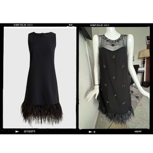 J. Crew SILK OSTRITCH FEATHER -trim dress- BEAUTIFUL!